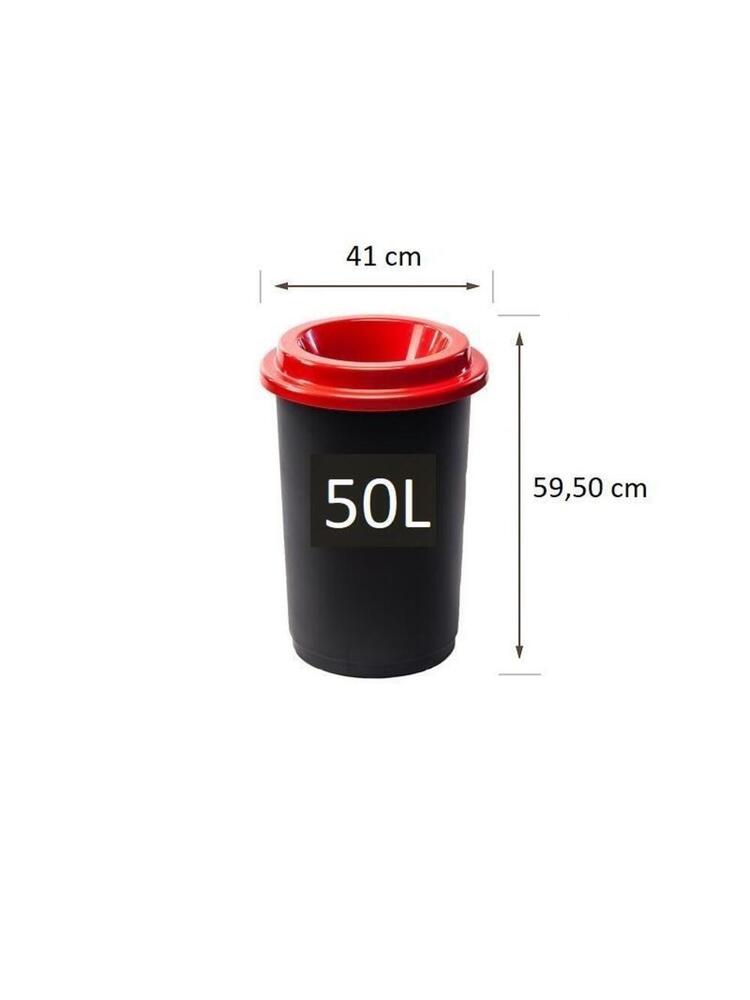 Plastikinė šiukšlių dėžė Eco Bin Raudonu dangčiu 50 ltr