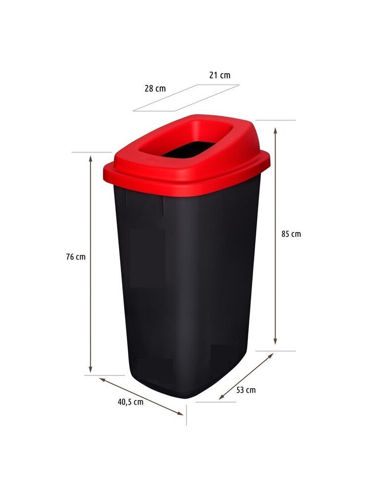  Šiukšlių dėžė rūšiavimui EcoBin Big Raudona spalva 90 ltr