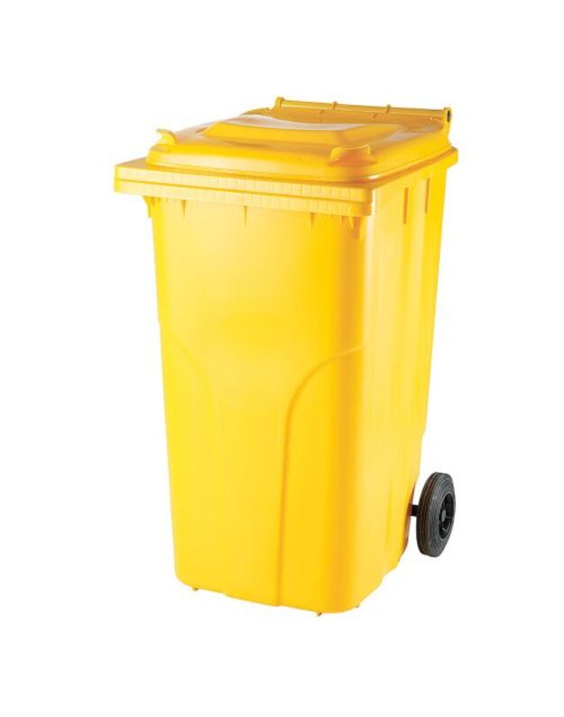 Geltonas 240 litrų konteineris PLASTIKO atliekoms